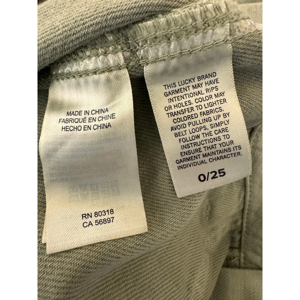 Lucky Brand Mid Rise Utility Straight Leg Pants Women 0 25 Olive Green Belted - Picture 10 of 13